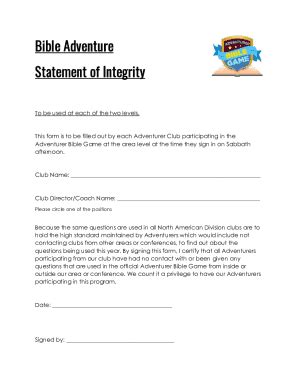 Fillable Online Statement Of Integrity Form Fax Email Print Pdffiller