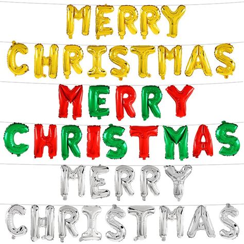 16 Inch Merry Christmas Letter Aluminum Film Balloon Set Or Decoration