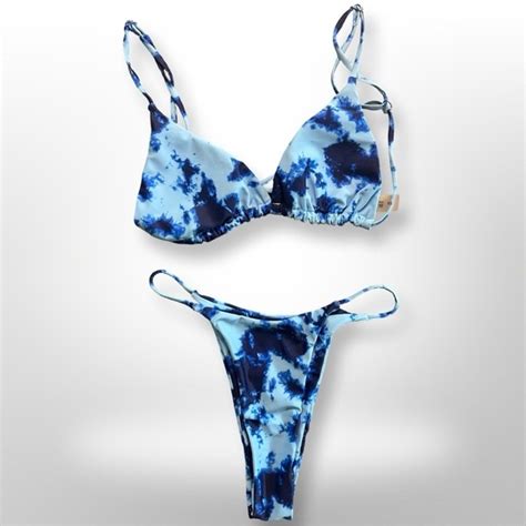 Swim Blue Tiedye Strappy Bikini Set Size Xs Poshmark