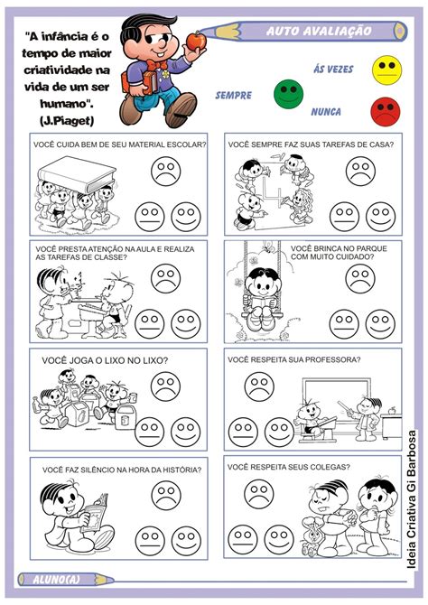 Ficha De Auto Avalia O Do Aluno Ilustrada