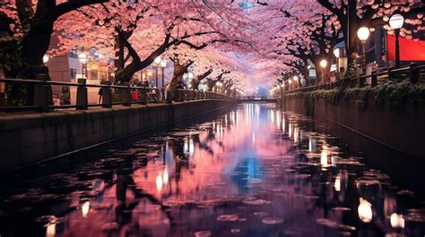 Premium AI Image | Tokyo Night Lights with Sakura