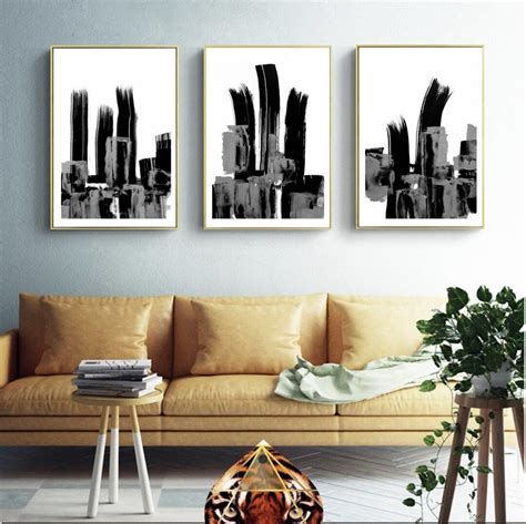 Black and White Abstract Art, Modern Art Prints, Set of 3 Large ...