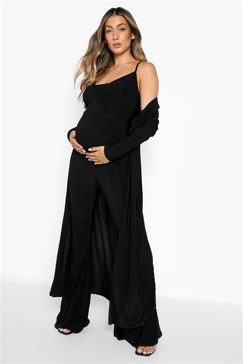 Maternity Strappy Cowl Jumpsuit And Duster Boohoo