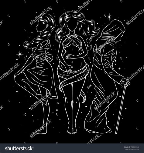 Three Women Figures Symbol Of Triple Goddess As Royalty Free Stock