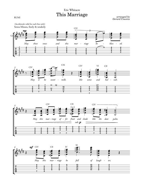 This Marriage Arr Gerard Cousins By Eric Whitacre Solo Guitar