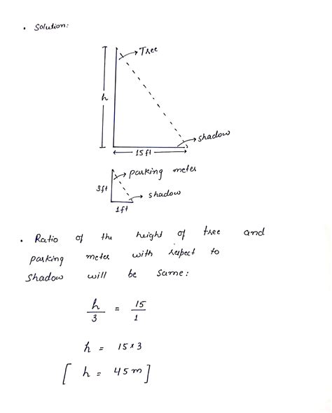 Solved A Tree Casts A Shadow Of 15 Feet At The Same Time A Three Foot