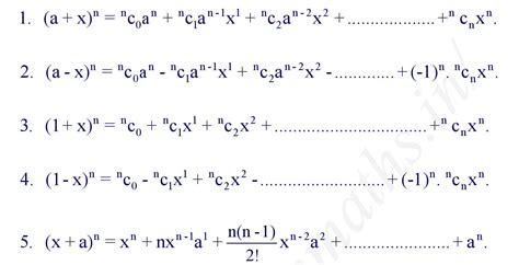 Binomial Theorem Formula Formula In Maths