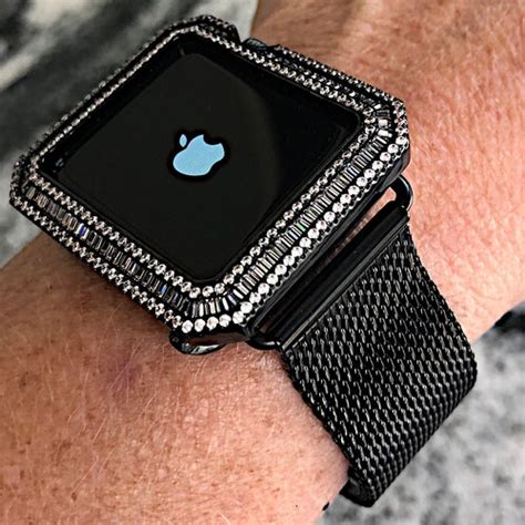 White Gold Lab Diamond Apple Watch Band And Or Bezel Magnetic Etsy