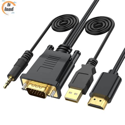 Isสายเคเบิลอะแดปเตอร์ Vga เป็น Hdmi พร้อมตัวแปลงเสียง 1080p สําหรับคอมพิวเตอร์ แล็ปท็อป