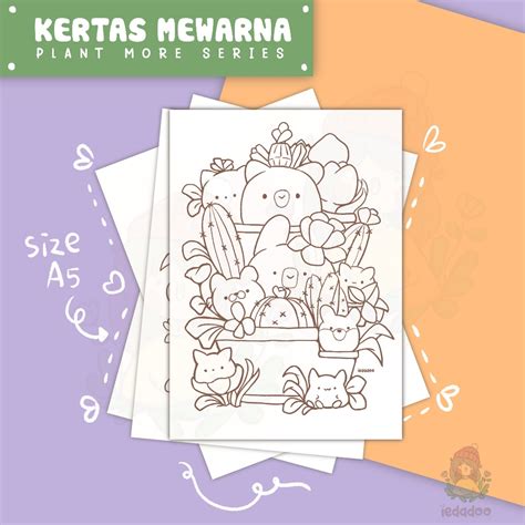 Set Mewarna Comel Plant More Series Cute Colouring Pages 5 Pages