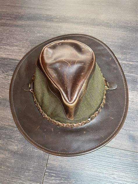 Vintage Henschel Hat Co Aussie Waxed Brown Leather O Gem