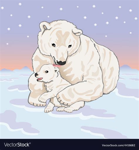 Polar She Bear With Cub Royalty Free Vector Image