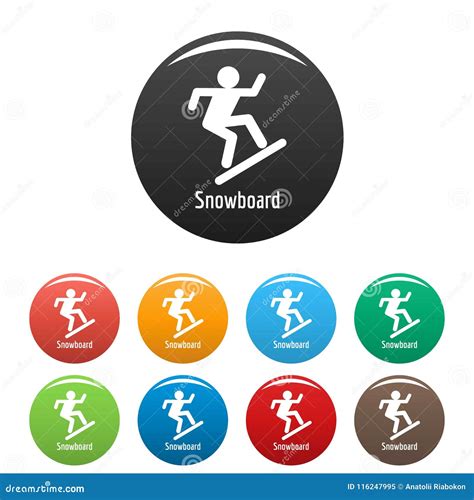 Snowboard Icons Set Color Vector Stock Vector Illustration Of Jump