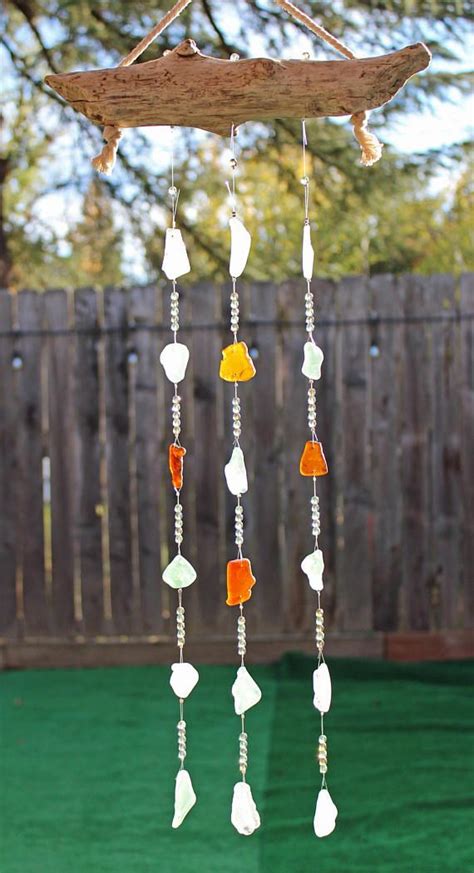 Sea Glass Wind Chime Genuine Sea Glass Mobile Beach Decor Etsy Wind Chimes Glass Wind