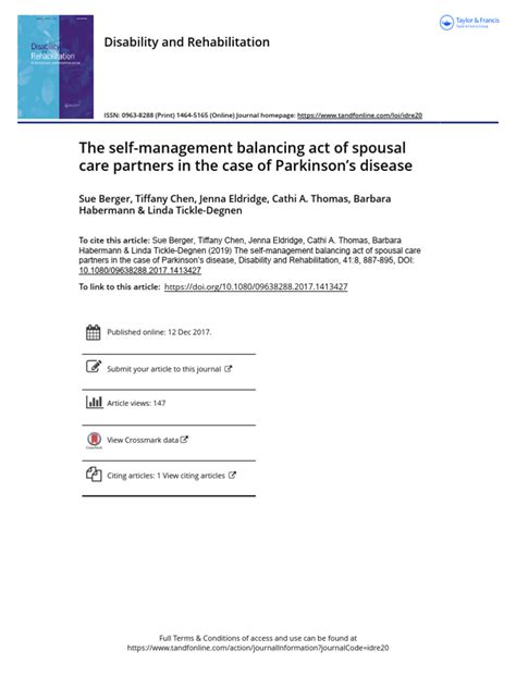 The Self Management Balancing Act of Spousal Care Partners in The Case ... 