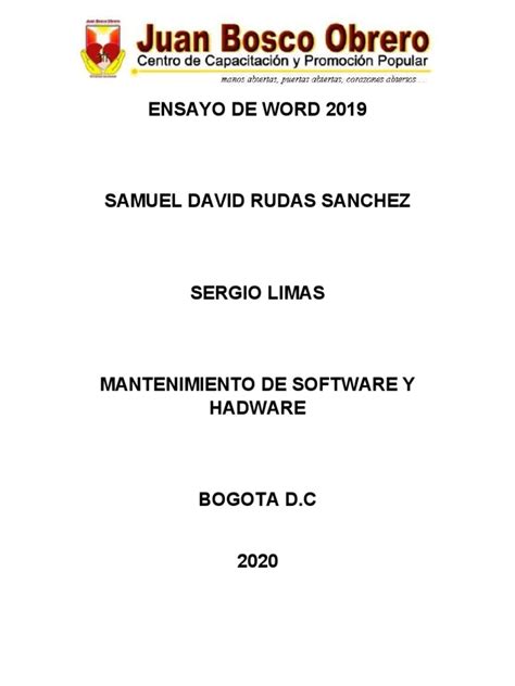 Ensayo De Word 2019 Pdf Microsoft Word Informática Y Tecnología