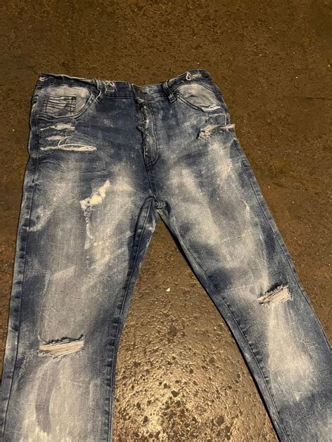 Mens Stacked Blue Clouds Jeans Etsy