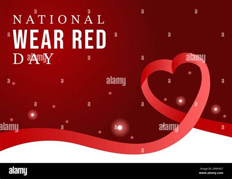 National Wear Red Day On February 7th Template Hand Drawn Cartoon Flat