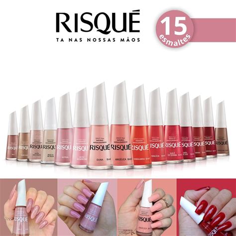 Kit Esmalte Risque 15 Cores Vermelho Nude Esmalte Promoção Atacado