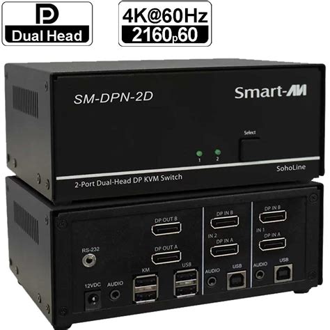 Displayport Mit Usb Smartavi Sm Dpn 2d 2 Port Dual Head 4k60 Dp Kvm