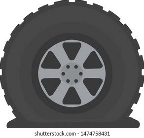 Deflated Automobile Tire Accident Repair Punctured Stock Vector