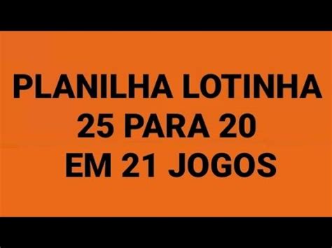 PLANILHA LOTINHA 25 PARA 20 YouTube