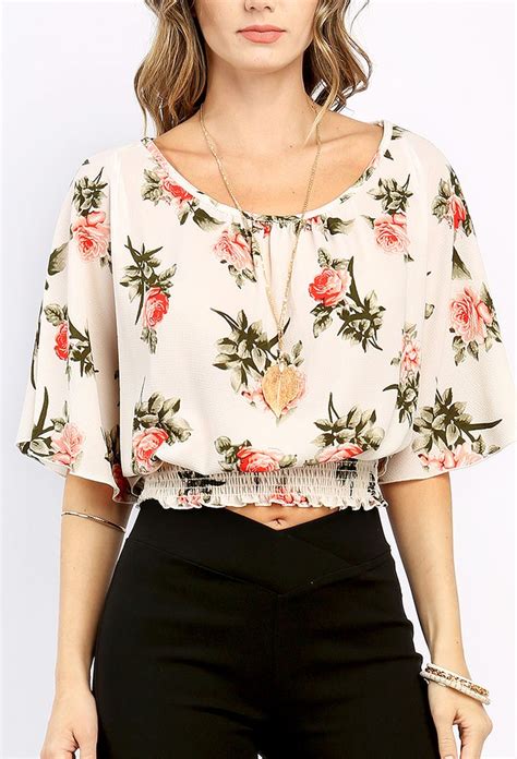 Floral Waist Hugging Crop Top Shop Old Blouse And Shirts At Papaya