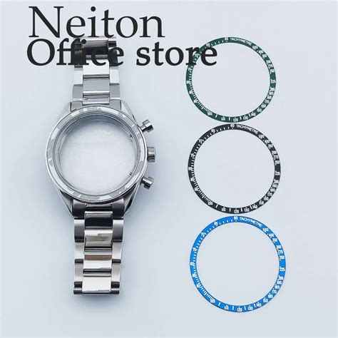 NEITON 40mm Silver Blue Black Square Watch Case Sapphire Glass