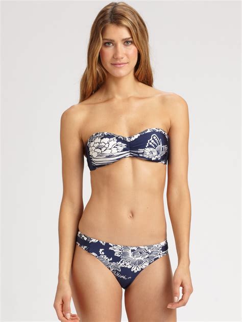 Lyst Nanette Lepore Geisha Girl Bandeau Bikini Top In Blue