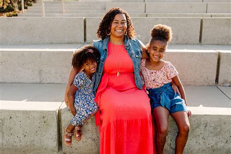 Curvy Black Mom With Sweet Daughters By Stocksy Contributor Erin