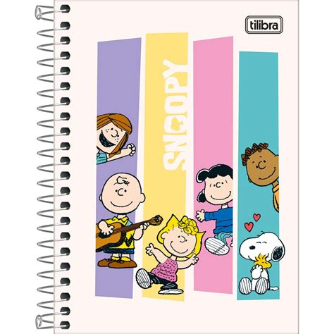 Caderneta Espiral Capa Dura 1 8 Snoopy 80 Folhas Pacote 4 Unidades