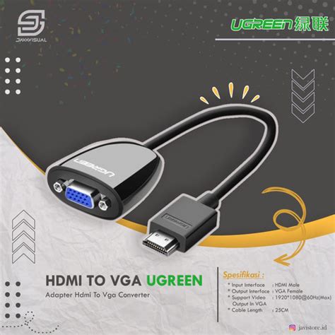 Jual Adapter Converter Ugreen Hdmi To Vga Original Ugreen High Quality