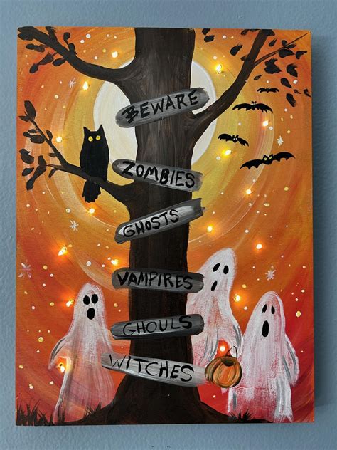 Ghouls Just Wanna Have Fun Light Up Halloween Sign Paint Night