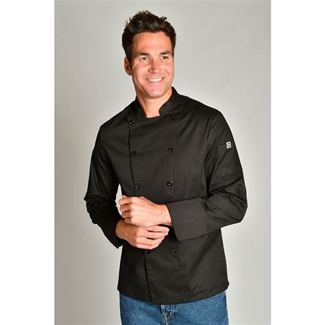 Chaqueta De Cocinero Negra Manga Larga Dyneke