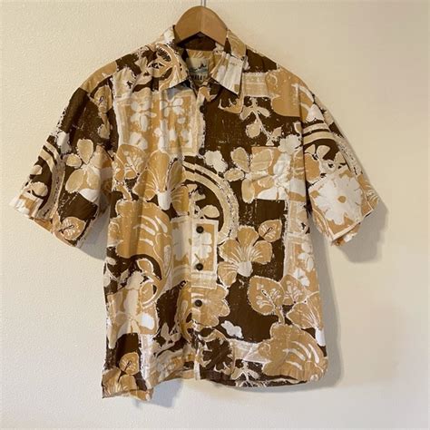 Kahala Shirts Kahala Aloha Hawaiian Shirt Button Down Brown Tan