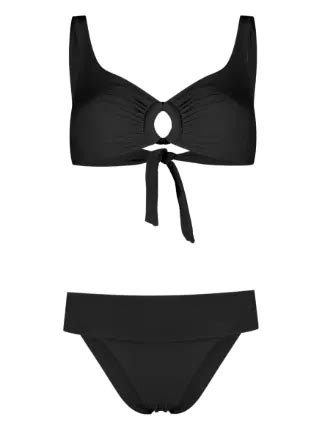 Fisico Disc Detail Logo Patch Bikini Black FARFETCH UK