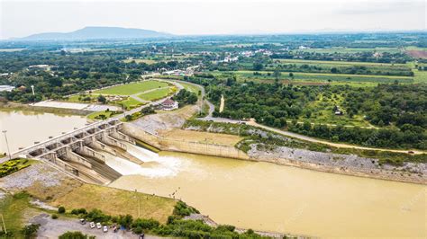 Premium Photo | An aerial view of floodgate