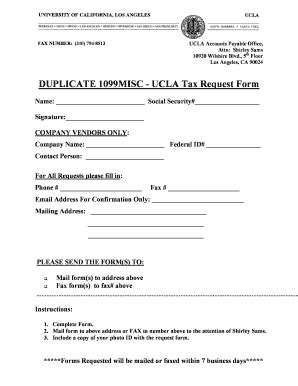 Fillable Online Payroll Ucla Duplicate Misc Ucla Tax Request Form