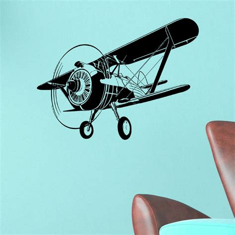 Airplane Wall Decal Vinyl Sticker Biplane Wall Decals Air Etsy