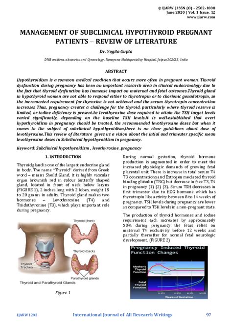 Pdf Management Of Subclinical Hypothyroid Pregnant Patients Reveiw