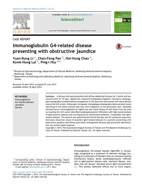 Pdf Immunoglobulin G Related Disease Presenting With Obstructive