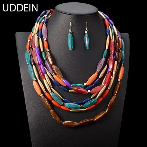 UDDEIN collar multicapa de cuentas de colores para mujer joyería de