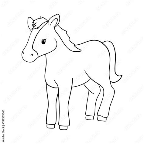 Cute outline horse character isolated on white background. Baby vector ...