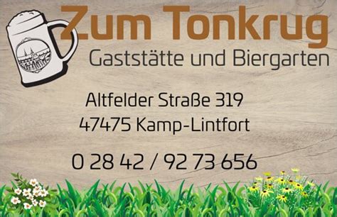 GASTSTÄTTE ZUM TONKRUG Kamp Lintfort Menü Preise Restaurant