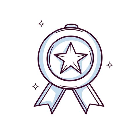 Hand Drawn Medal Icon Winner Medal Doodle Sketch Vector Illustration