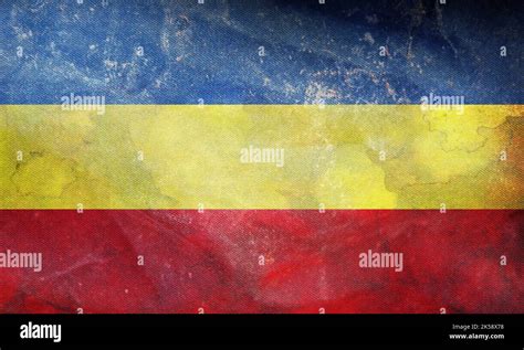 retro flag of Austroasiatic peoples Khmer Krom with grunge texture ...