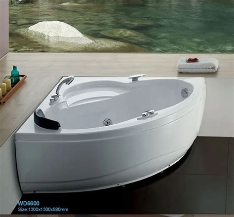 Wall Corner Fiber Glass Acrylic Whirlpool Bathtub Triangular Hydromassage Tub Nozzles Spary Jets