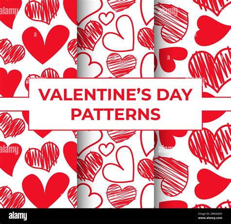 Collection Of Handdrawn Doodle Patterns For Valentines Day Vector