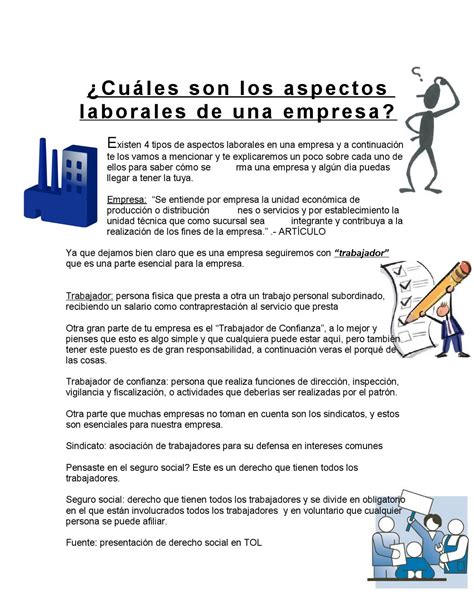 Cuáles son los aspectos laborales de una empresa by derecho Issuu