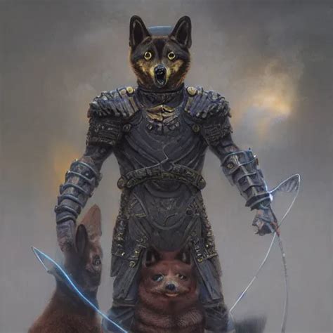 Demigod Black Armor Anthropomorphic Shiba Inu Shiba Stable